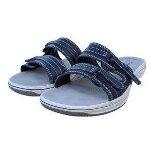 Clarks Women's Navy Marine Clarks Breeze Piper Slip-on Slide Sandals Size 8